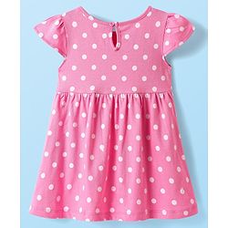 Babyhug Single Jersey Knit Short Sleeves Frocks With Polka Dots & Floral Print Pack Of 2 - Pink & White