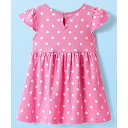 Babyhug Single Jersey Knit Short Sleeves Frocks With Polka Dots & Floral Print Pack Of 2 - Pink & White