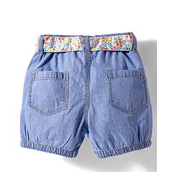 Babyhug Mid Thigh Washed Denim Shorts With Belt - Blue