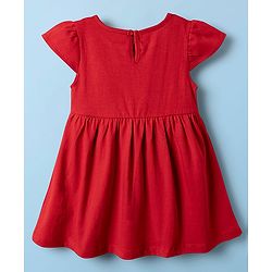 Babyhug Single Jersey Knit Cap Sleeves Fruit Printed Frocks Pack of 2 - Red & White