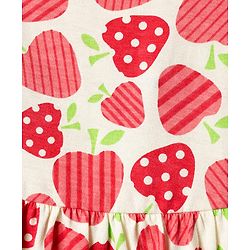 Babyhug Single Jersey Knit Cap Sleeves Fruit Printed Frocks Pack of 2 - Red & White
