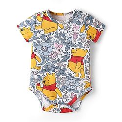 Babyhug Disney Interlock Knit Half Sleeves Onesies With Winnie The Pooh Print Pack Of 3 - Pink Blue & White