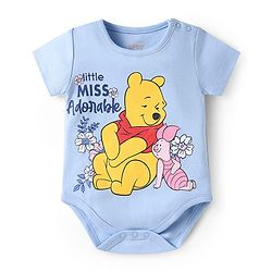 Babyhug Disney Interlock Knit Half Sleeves Onesies With Winnie The Pooh Print Pack Of 3 - Pink Blue & White
