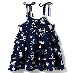 Babyhug Woven Sleeveless Frock with Floral Print - Navy Blue