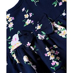 Babyhug Woven Sleeveless Frock with Floral Print - Navy Blue
