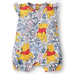 Babyhug Disney Interlock Knit Frill Sleeves Onesies With Winnie The Pooh Graphics Pack Of 3 - Blue Pink & White