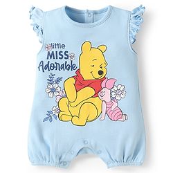 Babyhug Disney Interlock Knit Frill Sleeves Onesies With Winnie The Pooh Graphics Pack Of 3 - Blue Pink & White