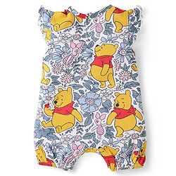 Babyhug Disney Interlock Knit Frill Sleeves Onesies With Winnie The Pooh Graphics Pack Of 3 - Blue Pink & White