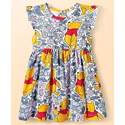 Babyhug Disney Single Jersey Knit Frill Sleeves Frocks With Winnie The Pooh Graphics Pack Of 2 - Pink & White