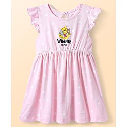 Babyhug Disney Single Jersey Knit Frill Sleeves Frocks With Winnie The Pooh Graphics Pack Of 2 - Pink & White