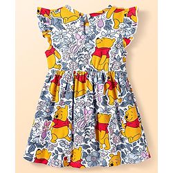 Babyhug Disney Single Jersey Knit Frill Sleeves Frocks With Winnie The Pooh Graphics Pack Of 2 - Pink & White