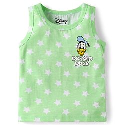 Babyhug Disney Single Jersey Knit Sleeveless Vests With Mickey Mouse & Family Graphics Pack Of 3 - Light Blue Blue & Light Green
