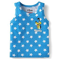 Babyhug Disney Single Jersey Knit Sleeveless Vests With Mickey Mouse & Family Graphics Pack Of 3 - Light Blue Blue & Light Green