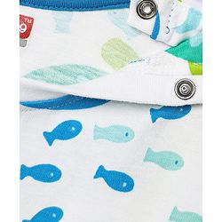 Babyhug Cotton Knit Half Sleeves T-Shirts with Sea Life Print & Stripes Pack of 3 - White