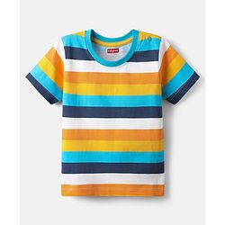 Babyhug Cotton Knit Half Sleeves T-Shirts with Sea Life Print & Stripes Pack of 3 - White