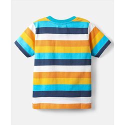 Babyhug Cotton Knit Half Sleeves T-Shirts with Sea Life Print & Stripes Pack of 3 - White