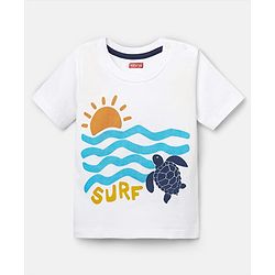 Babyhug Cotton Knit Half Sleeves T-Shirts with Sea Life Print & Stripes Pack of 3 - White