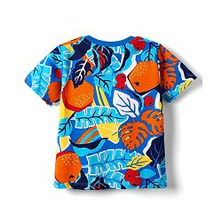 Babyhug Cotton Knit Half Sleeves T-Shirt with Tropical Theme Print - Navy Blue