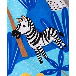Babyhug Cotton Knit Half Sleeves Henley T-Shirt with Jungle Theme Print - Blue