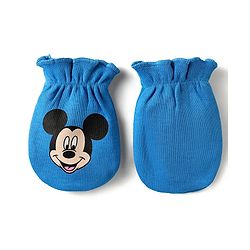 Babyhug Disney 100% Cotton Cap Mittens & Booties Set With Mickey Mouse & Family Graphics Blue - Circumference 28 cm
