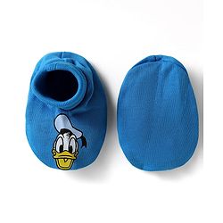 Babyhug Disney 100% Cotton Cap Mittens & Booties Set With Mickey Mouse & Family Graphics Blue - Circumference 28 cm