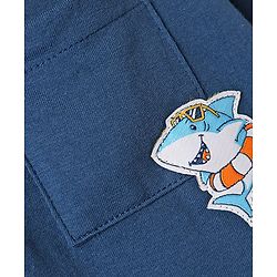 Babyhug Cotton Knit Half Sleeves Polo T-Shirt with Beach Theme Patch Detailing - Navy Blue