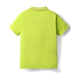 Babyhug Cotton Knit Half Sleeves Polo T-Shirt With Player Text Patch Detailing -Limegreen