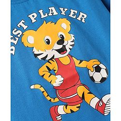 Babyhug Cotton Knit Half Sleeves T-Shirt with Tiger Print - Blue