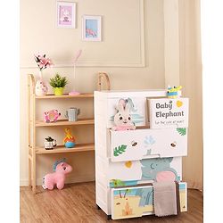 Babyhug 4 Layer High Density Plastic Storage Cabinet with Baby Elephant Print - White
