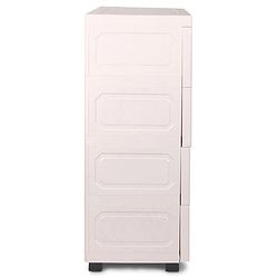 Babyhug 4 Layer High Density Plastic Storage Cabinet with Baby Elephant Print - White