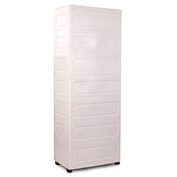 Babyhug 7 Layer High Density Plastic Storage Cabinet with Baby Elephant Print - White