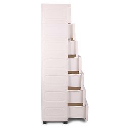 Babyhug 7 Layer High Density Plastic Storage Cabinet with Baby Elephant Print - White