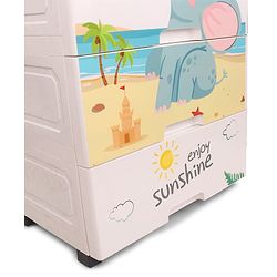 Babyhug 7 Layer High Density Plastic Storage Cabinet with Baby Elephant Print - White