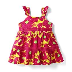 Babyhug Rayon Woven Frocks & Headband With Abstract Print - Red