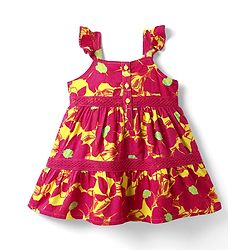 Babyhug Rayon Woven Frocks & Headband With Abstract Print - Red