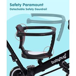 Babyhug Most Advanced 5 in 1 Baby Cycle Mini Marvel Tricycle with Adjustable Parent Handle - Black