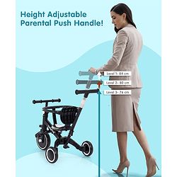 Babyhug Most Advanced 5 in 1 Baby Cycle Mini Marvel Tricycle with Adjustable Parent Handle - Black