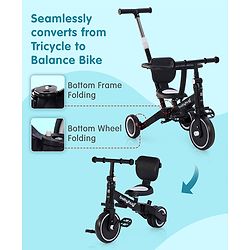 Babyhug Most Advanced 5 in 1 Baby Cycle Mini Marvel Tricycle with Adjustable Parent Handle - Black