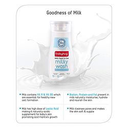 Babyhug Milk Protein Formula Daily Head To Toe Milky Wash No Tear Formula 2 In 1 Shampoo & Body Wash Pack of 2 - 200 ml Each