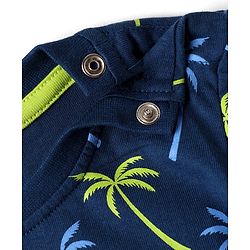 Babyhug Cotton Knit Half Sleeves T-Shirt with Beach Theme Print - Navy Blue