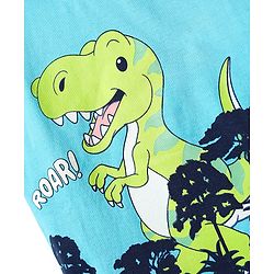 Babyhug Cotton Knit Half Sleeves T-Shirt With Dino Print -Light Blue
