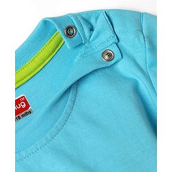 Babyhug Cotton Knit Half Sleeves T-Shirt With Dino Print -Light Blue
