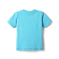 Babyhug Cotton Knit Half Sleeves T-Shirt With Dino Print -Light Blue