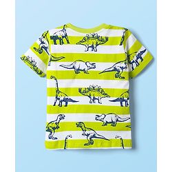 Babyhug Cotton Knit Half Sleeves T-Shirt With Dino Print - Limegreen
