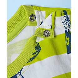 Babyhug Cotton Knit Half Sleeves T-Shirt With Dino Print - Limegreen