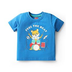 Babyhug Cotton Knit Half Sleeves T-Shirts with Animal Print & Stripes Pack of 3 - Blue & Red