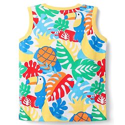 Babyhug Cotton Knit Sleeveless Tank T-Shirts with Tropical Theme Print Pack of 3 - Mint & Light Blue