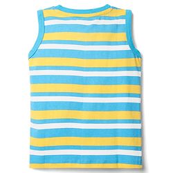 Babyhug Cotton Knit Sleeveless Tank T-Shirts with Tropical Theme Print Pack of 3 - Mint & Light Blue