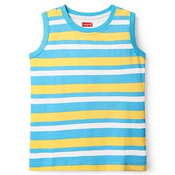 Babyhug Cotton Knit Sleeveless Tank T-Shirts with Tropical Theme Print Pack of 3 - Mint & Light Blue