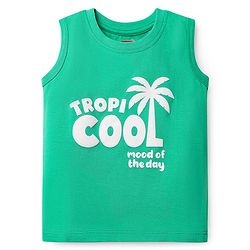 Babyhug Cotton Knit Sleeveless Tank T-Shirts with Tropical Theme Print Pack of 3 - Mint & Light Blue